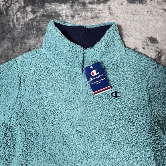 Champion Womens Sz XL Teal Sherpa Fleece Sweatshirt Top 1/4 Zip Athleticwear NWT - Picture 4 of 14